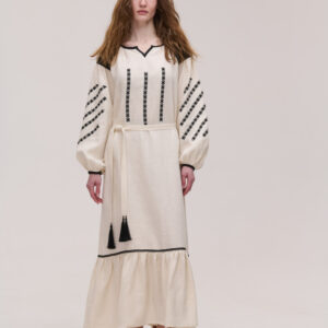 Сукня лляна бежева подовжена "Поділля"