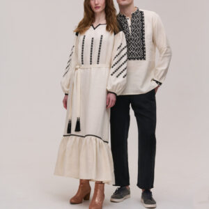 Парні вишиванки бежеві лляні Podillia