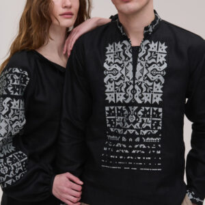 Парні вишиванки чорні лляні Zirka