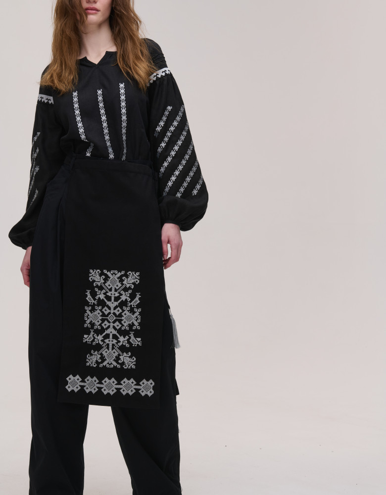 Фартух-запаска з пташечками сіра