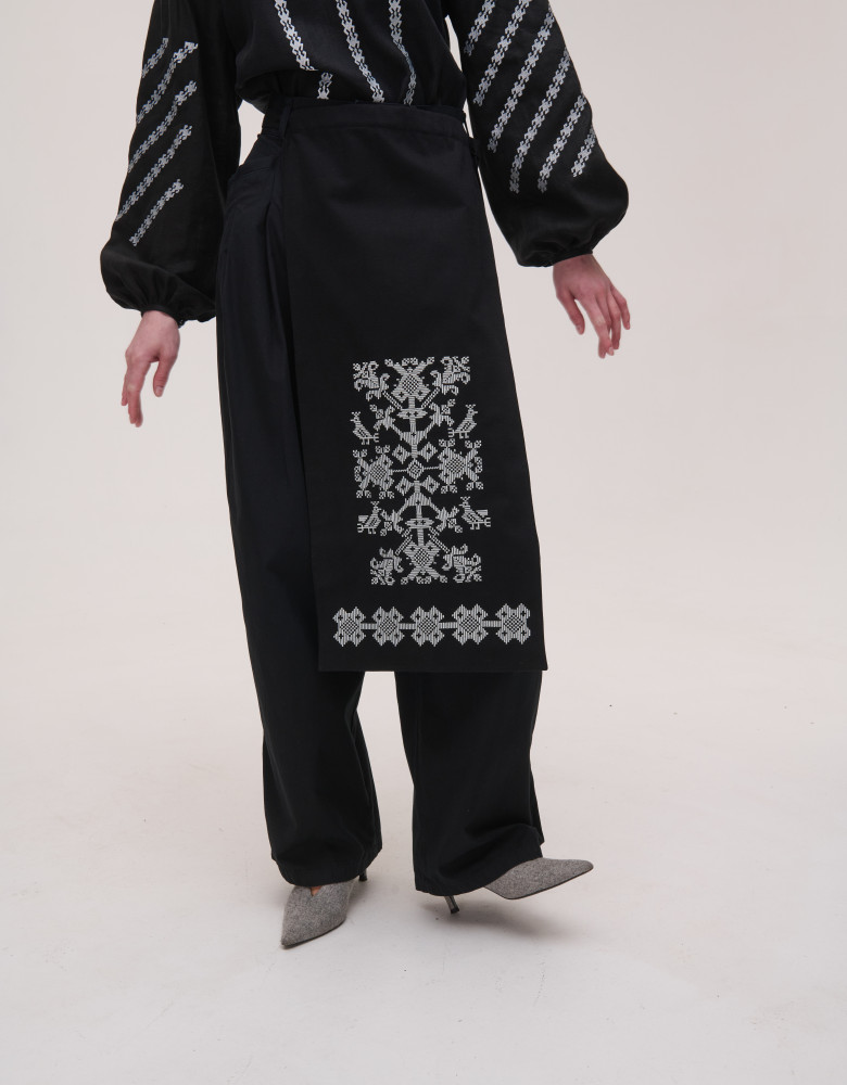 Фартух-запаска з пташечками сіра - Зображення 2