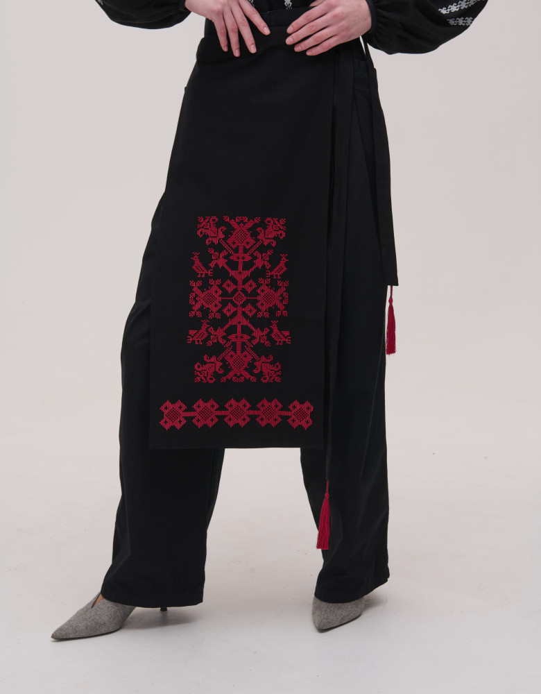 Фартух-запаска з пташечками бордо