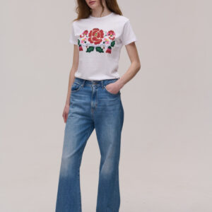 Трикотажна біла футболка "Польова квітка"