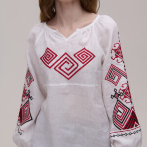 Жіноча вишиванка біла лляна Infinity