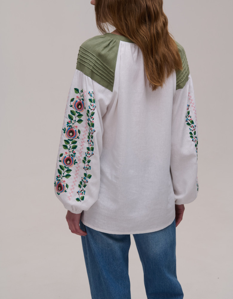Жіноча вишиванка біла лляна Zakvitchana - Зображення 4
