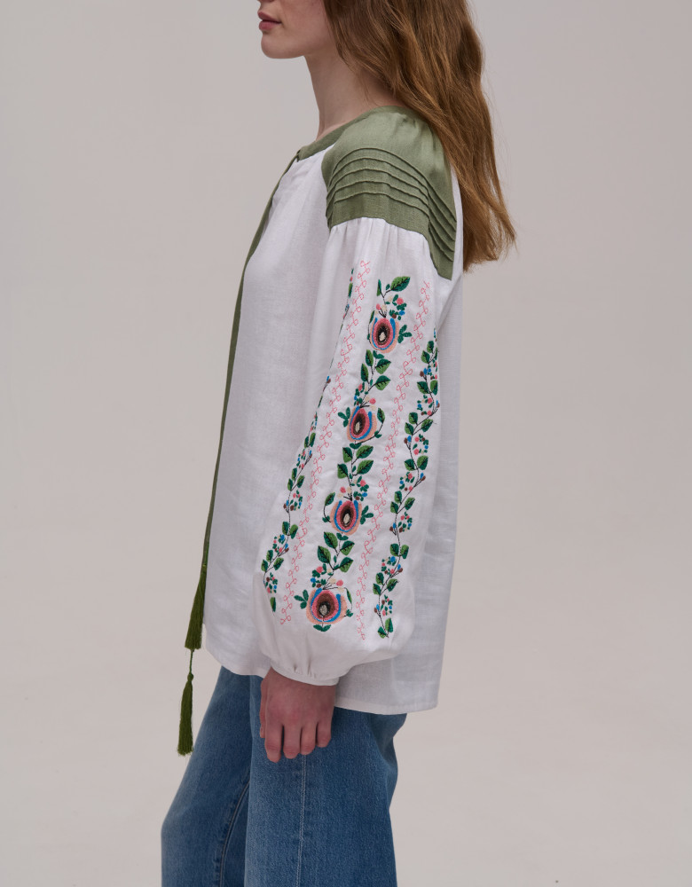 Жіноча вишиванка біла лляна Zakvitchana - Зображення 3