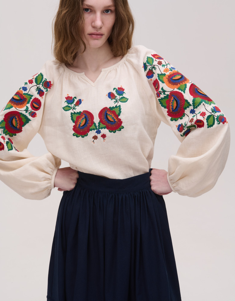 Вишиванка жіноча лляна бежева Bolekhivskа - Зображення 2