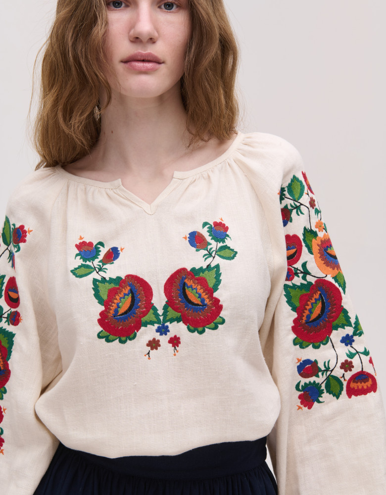Вишиванка жіноча лляна бежева Bolekhivskа - Зображення 3