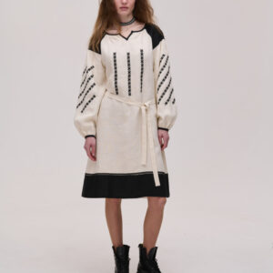 Сукня чорно-бежева лляна Podillia