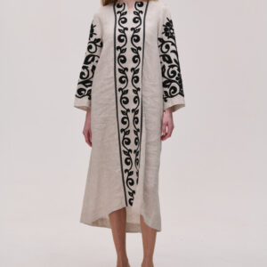 Сукня бежева лляна "Візерункова"