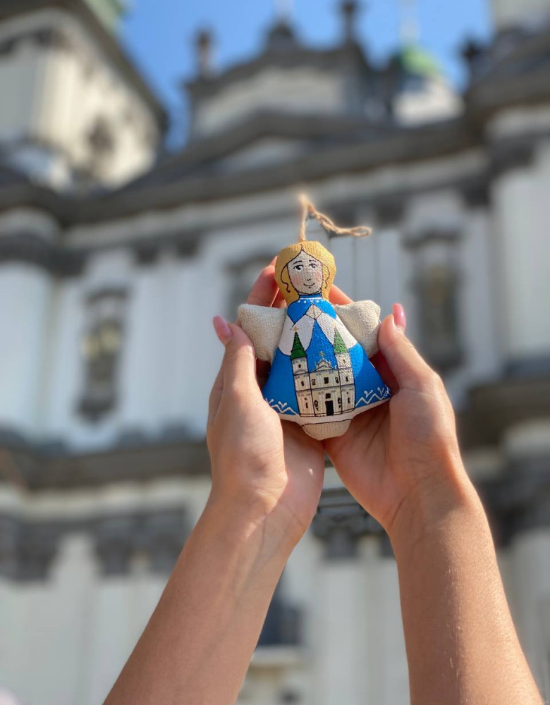 Сувенір текстильний янгол "Катедра Тернопіль" - Зображення 2