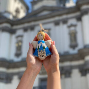 Сувенір текстильний янгол "Катедра Тернопіль"