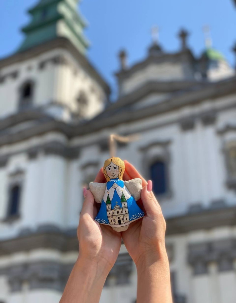 Сувенір текстильний янгол "Катедра Тернопіль" - Зображення 3